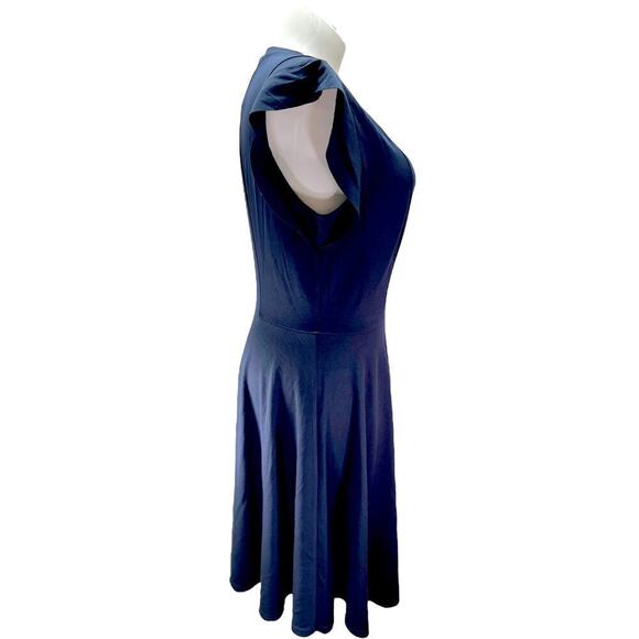 City Chic Aubree Frill Shoulder Fit & Flare Dress Navy Womens Plus Size 16 NWT - Picture 3 of 9